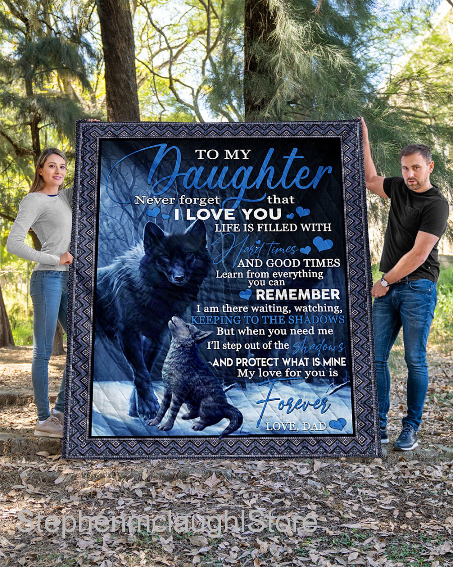 Personalized To My Daughter Love From Dad Wolf Blanket Gifts Etsy