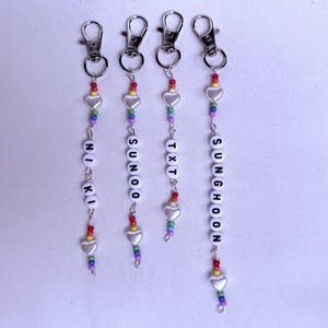 rainbow heart customizable keychain