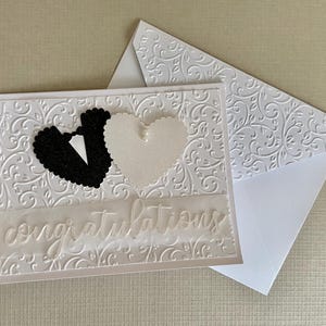 Carte de mariage faite main | Félicitations | Enveloppe gaufrée