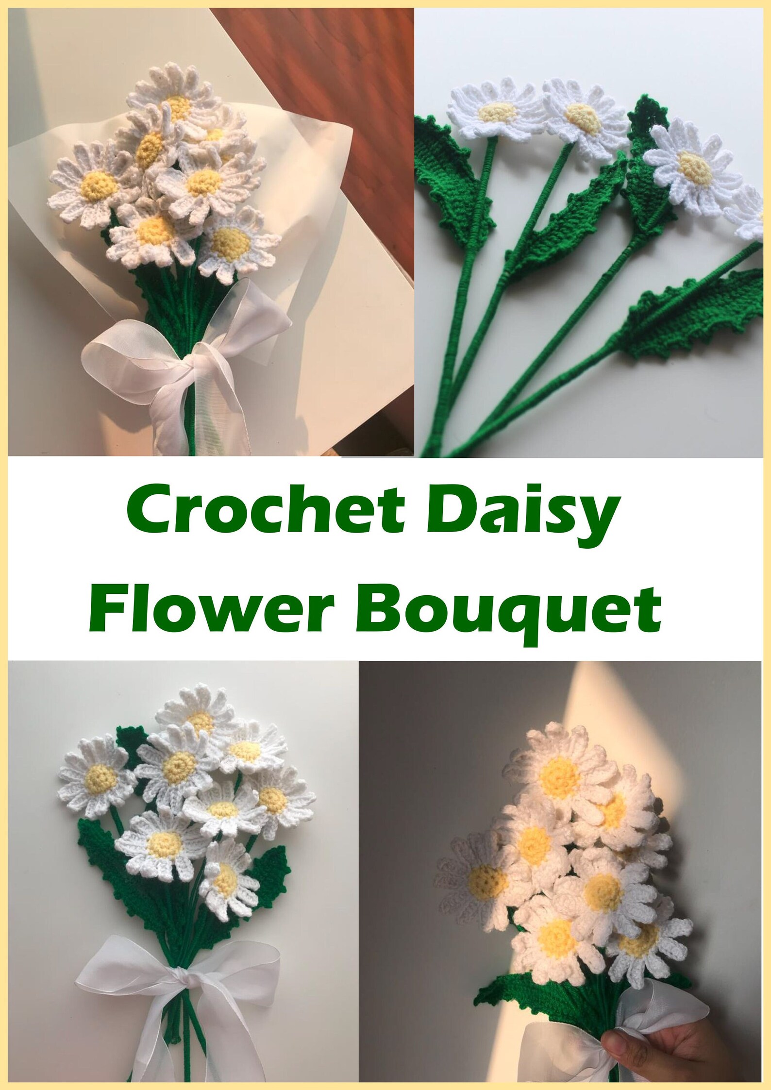 Crochet Daisy Bouquet Pattern Crochet Flowers Daisy Crochet Etsy