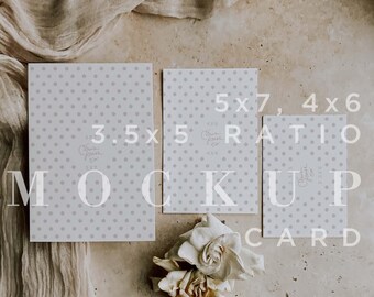 Neutral Wedding Invitation Mockup, Minimal Mockup, Digital Download, Double Sided 5x7, 4bar, 4x6 Enclosure Card, Smart Object  019