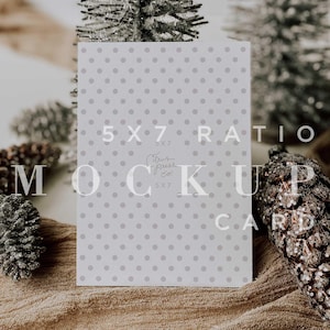 Mockup de convite de feriado, cartão 5x7, mockup de cartão de Natal, download instantâneo, mockup de cartão, mockup de papelaria, mock, imagem de estoque