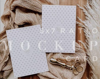 Neutral Wedding Invitation Mockup, Minimal Boho Mockup, Digital Download, Double Sided 5x7 Card Mock Up, Smart Object 008