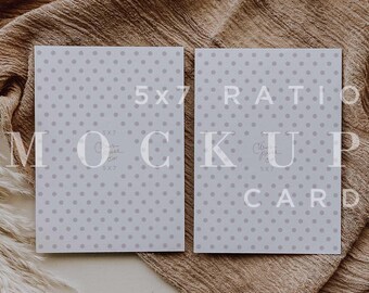 Neutral Wedding Invitation Mockup, Minimal Boho Mockup, Digital Download, Double Sided 5x7 Card Mock Up, Smart Object 008