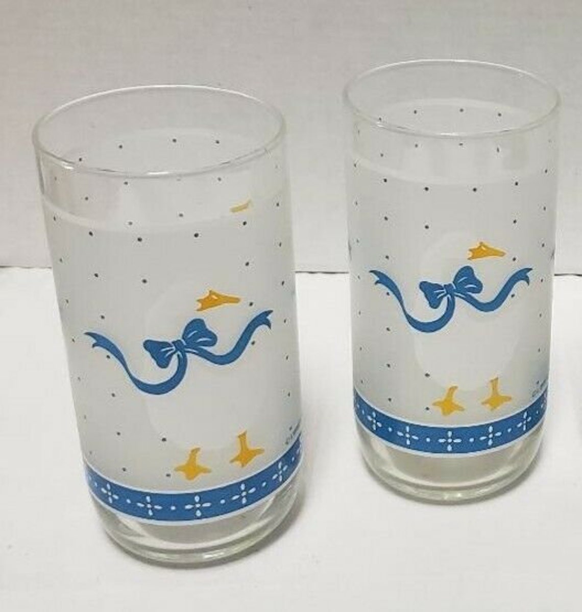Vintage Libbey Glass Frosted Country Goose Tumbler Glasses Etsy