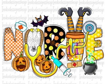 Halloween Nurse PNG, Halloween Nurse sublimation design and dtf print, Halloween Nurse shirt design