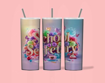 School secretary tumbler wrap design, School secretary 20oz skinny tumbler wrap png sublimation file, School secretary gift png