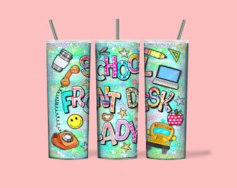 School Front desk lady tumbler wrap design, Front desk lady tumbler wrap png sublimation file, Front desk tumbler design, Front desk png