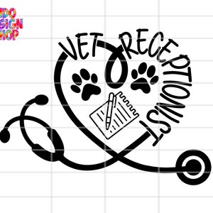 Vet Receptionist svg, Veterinary Receptionist svg file for cricut, Floral heart Vet Receptionist day svg png, Gift for vet receptionist svg