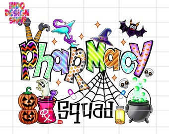 Halloween pharmacy squad png design, Halloween Pharmacy Technician png, Pharmacist Tech squad sublimation png, Pharmacy squad png