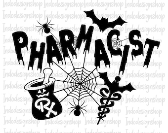 Pharmacy tech Halloween svg, Spooky Pharmacist svg, Halloween pharmacy svg png, Halloween Pharmacist svg png, Pharmacy tech svg