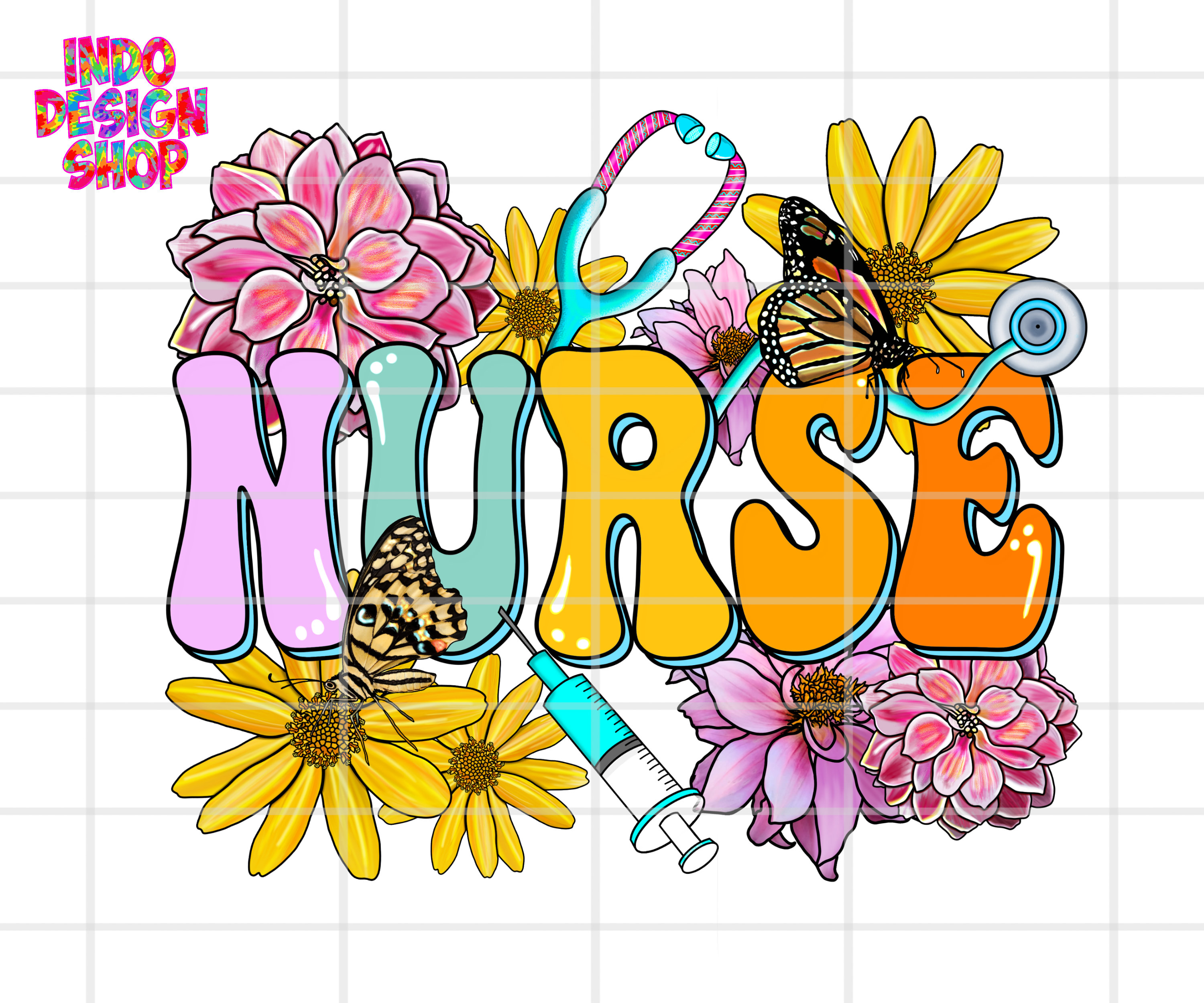 Floral Nurse Png, Spring Nurse Png, Summer Nurse Png, Nurse Png