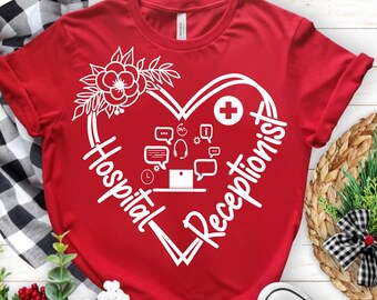 Hospital Receptionist png svg, Hospital Receptionist svg file for cricut, Floral heart Hospital Receptionist svg, Hospital receptionist png