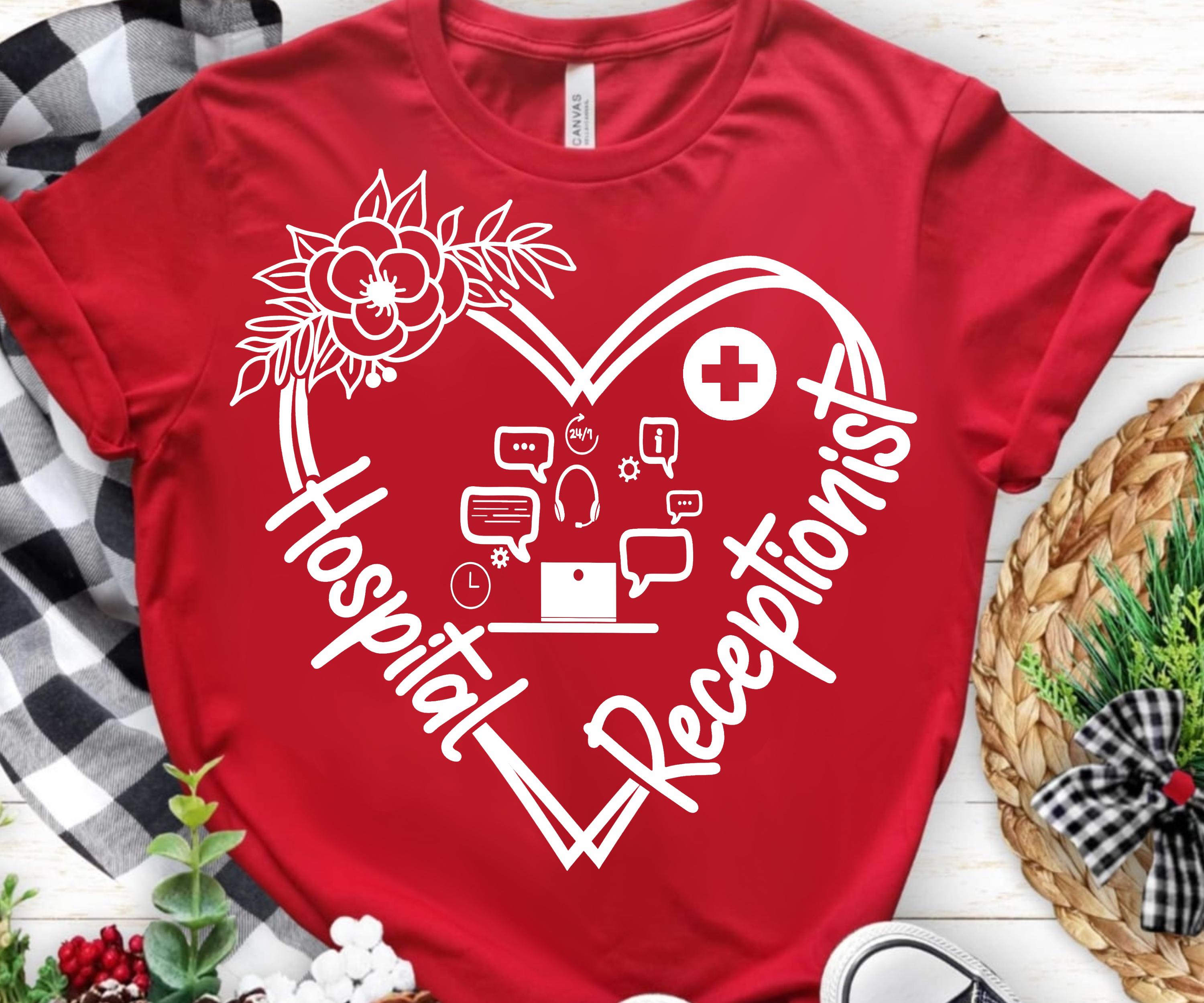 Addetto alla reception dell'ospedale png svg, file svg dell'addetto alla reception dell'ospedale per cricut, cuore floreale dell'addetto alla receptio