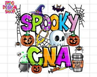 CNA Halloween PNG: Spooky Nurse Shirt Design (Digital Download), Halloween cna shirt dtf print png, Halloween nurse png, Halloween shirt png