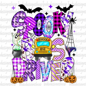 Halloween bus driver png, Spooky bus driver png file for sublimation and digital download, Halloween Bus driver life dtf sublimation design
