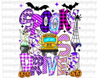 Halloween bus driver png, Spooky bus driver png file for sublimation and digital download, Halloween Bus driver life dtf sublimation design