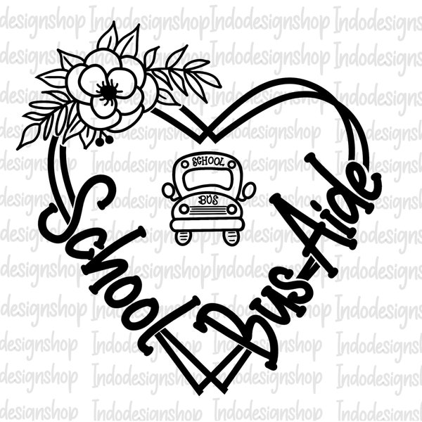 Aide de bus scolaire svg png, fichier svg aide de bus scolaire pour cricut, aide de bus scolaire floral svg png