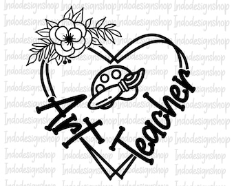 Art teacher svg png, Art teacher svg file for cricut, AT svg, Floral Art teacher svg png