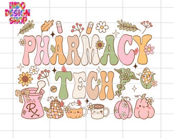 Spring pharmacy tech png sublimation design, Autumn Pharmacy Tech png, Groovy autumn pharmacy Retro fall png Summer pharmacy tech png
