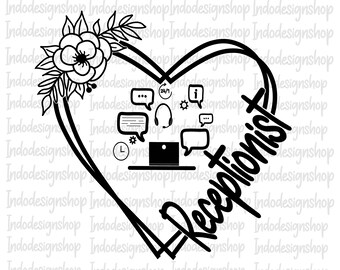 Receptionist svg, Receptionist svg file for cricut, Floral heart Receptionist png svg