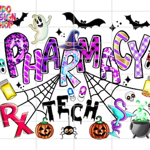 Halloween pharmacy tech png sublimation design, Spooky Pharmacy Tech png, Pharmacy squad sublimation png, Spooky Pharmacist shirt design