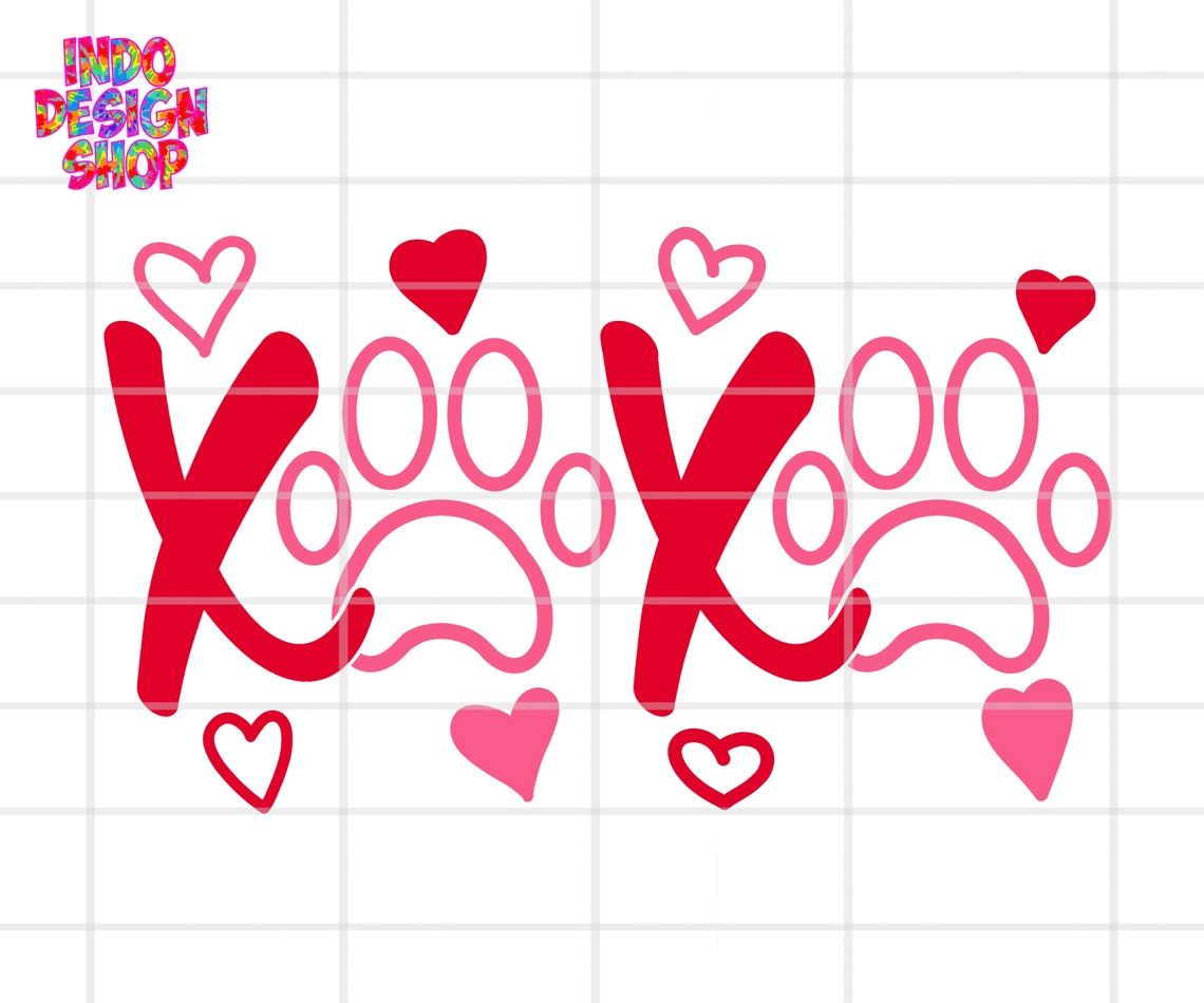 Xoxo Paw Prints Svg Png, Valentine's Day Paw Prints Svg Png, Valentine ...