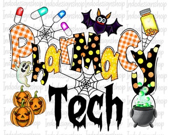 Halloween pharmacy tech png design, Halloween Pharmacy Technician png, Pharmacist Tech sublimation png, Pharmacy tech png