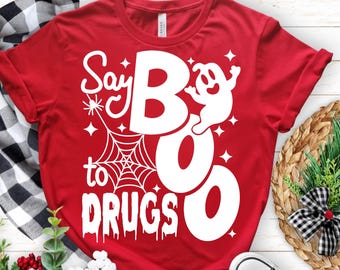 Säg bu till droger svg, Säg nej till droger svg png, Säg bu till droger svg-fil för Cricut, Red Ribbon Week SVG PNG, Recovery svg, Red Ribbon svg