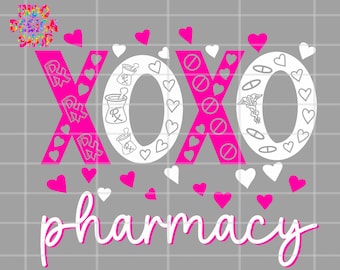 バレンタインデーの薬剤師 png svg、薬剤師技術者 png svg、バレンタインデーの薬局 svg、cricut 用の Xoxo 薬局 svg ファイル