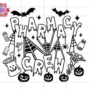 Halloween pharmacy boo boo crew png svg, Halloween Pharmacy Tech svg png, Pharmacy squad sublimation png, Spooky Pharmacist shirt design png