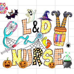 Halloween Labor and delivery nurse png, Halloween L and D nurse png, Halloween LD nurse sublimation design and digital download