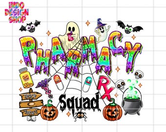 Halloween pharmacy squad png sublimation design, Spooky Pharmacy Tech png, Pharmacy squad sublimation png, Spooky Pharmacist shirt design