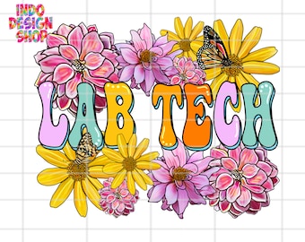 Floral lab tech png, Lab tech png sublimation design and digital download, Lab tech png, Floral laboratory technician png