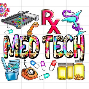 Med tech png, Med tech sublimation png design, Medical Technician png, Med Tech sublimation file, Leopard and tie dye Med tech png design