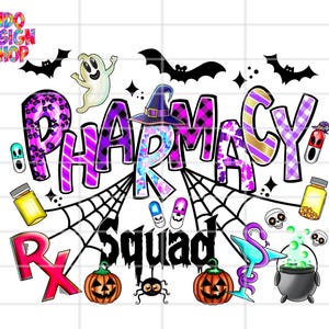 Halloween pharmacy squad png sublimation design, Spooky Pharmacy Tech png, Pharmacy squad sublimation png, Spooky Pharmacist shirt design