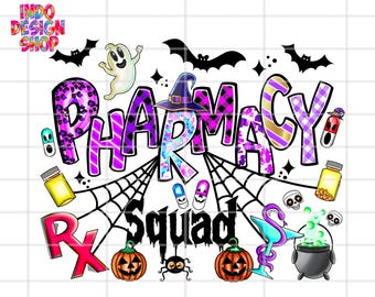 Halloween pharmacy squad png sublimation design, Spooky Pharmacy Tech png, Pharmacy squad sublimation png, Spooky Pharmacist shirt design