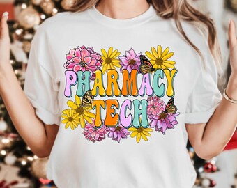 Spring pharmacy tech png sublimation design, Autumn Pharmacy Tech png, pharmacy technician dtf png, Floral pharmacy tech png