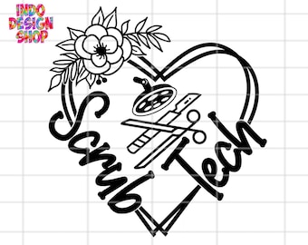 Scrub tech svg, Scrub tech svg png, Surgical tech svg file for cricut, Floral scrub tech svg, Scrub tech svg file for cricut