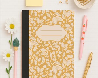 Cherry Notebook Cover Stickers: Printable Composition Notebook Set (Digital Download