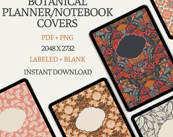 Moody Botanical Digital Notebook Covers, Floral iPad Planner (Digital Download