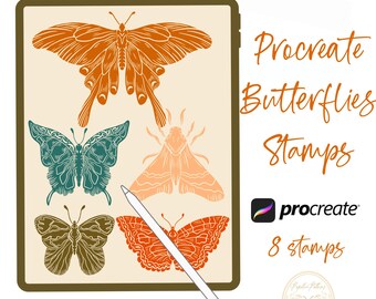Butterfly & Moth Procreate Stamps: Hand-Drawn Brush Set (Digital Download)