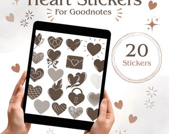 Minimal Heart Stickers for GoodNotes Notability | PNG Digital Planner Stickers | boho Journaling Hearts