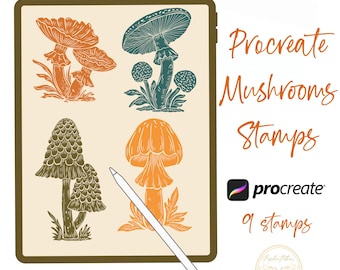 Mushroom Procreate Stamps: Hand-Drawn Brush Set (Digital Download)