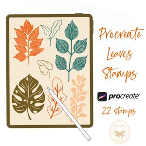 22 Botanical Procreate Stamps – Hand-Drawn Plant Brush Set for Procreate – Instant Download for Digital Art & Surface Design
