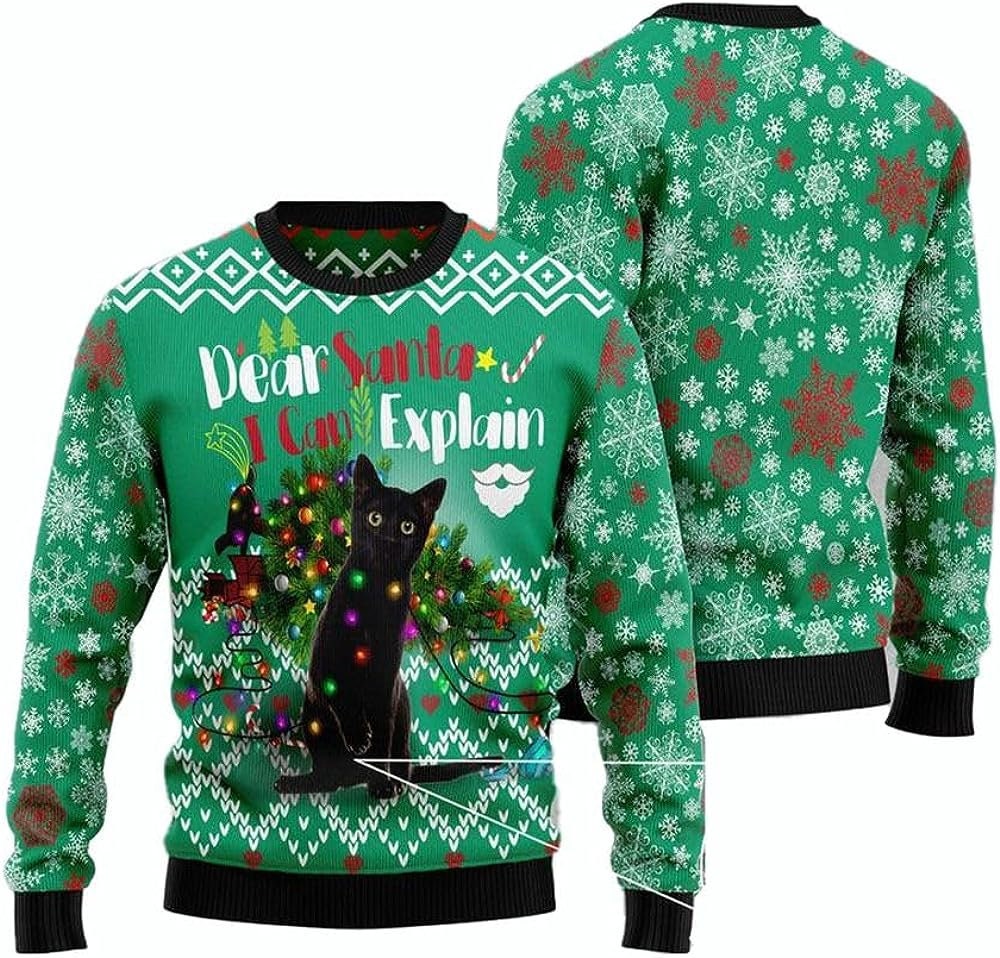 Black cat ugly christmas sweater 2025