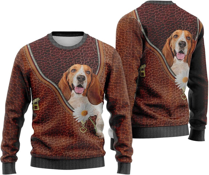 Basset Hound Sweater Christmas Sweatshirt Holiday Party for Friends, Gift for Family, Animal Dog