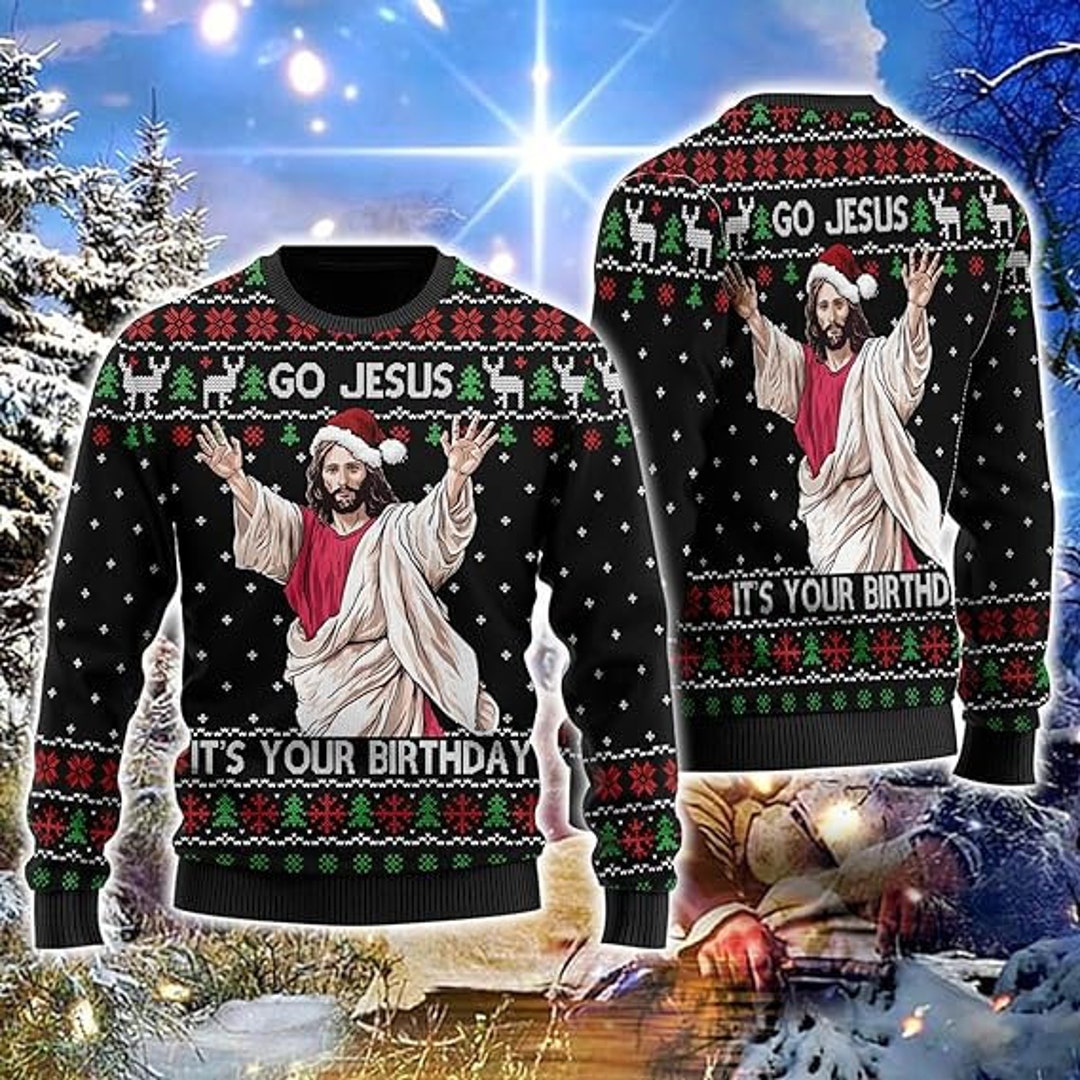 Jesus Ugly Christmas Sweater for Women, Christian Mens Funny Ugly