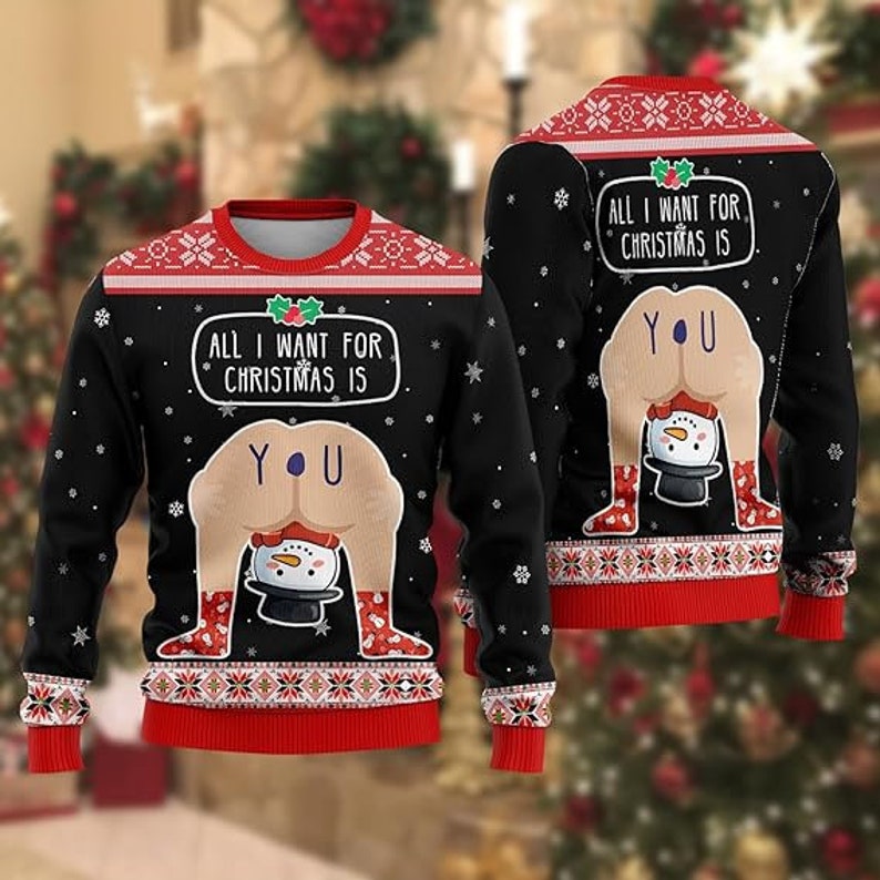 Hilarious Situations Ugly Christmas Sweaters Dirty Joke Mens Sweater