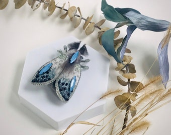 Blue butterfly brooch/ Moth butterfly pin